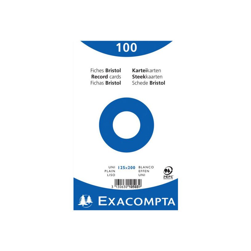 3130631105038-Exacompta - 12 Packs de 100 Fiches Bristol - 12,5 x 20 cm - unies - non perforées - blanc-P_400005603_2-1