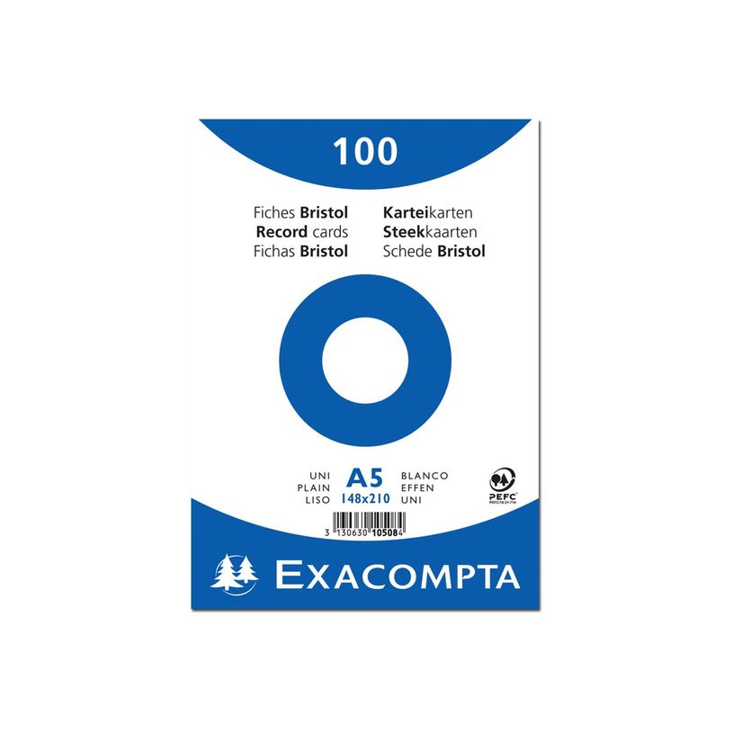 3130631105083-Exacompta - 10 Packs de 100 Fiches Bristol - A5 - unies - non perforées - blanc-P_400005605_1-2