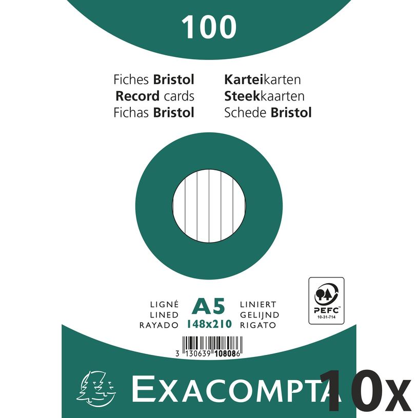 3130638108087-Exacompta - 10 Packs de 100 Fiches Bristol - A5 - lignées - non perforées - blanc-P_400005606_2-0