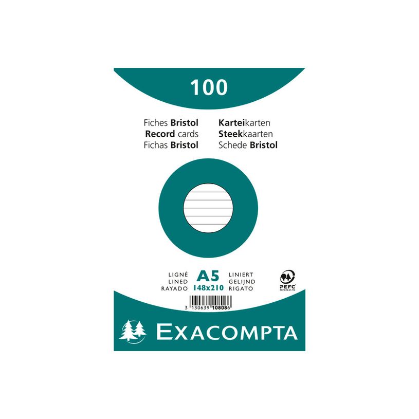 3130638108087-Exacompta - 10 Packs de 100 Fiches Bristol - A5 - lignées - non perforées - blanc-P_400005606_3-1
