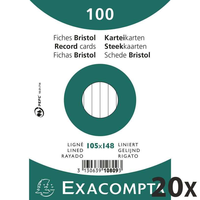 3130638108094-Exacompta - 20 Packs de 100 Fiches Bristol - 10,5 x 14,8 cm - lignées - non perforées - -P_400005608_2-0