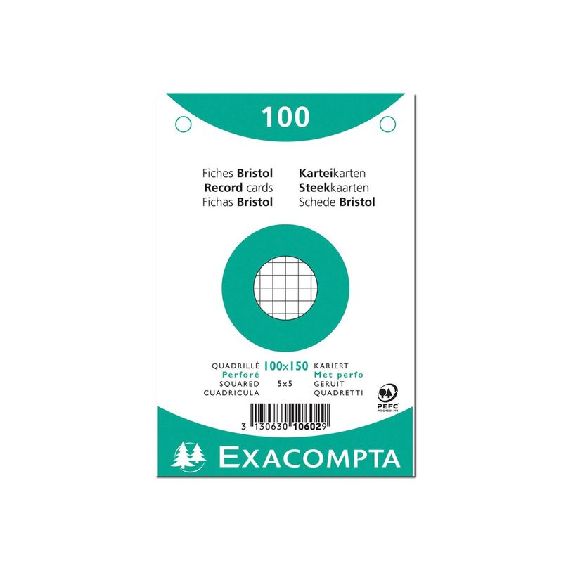 3130631106028-Exacompta - 20 Packs de 100 Fiches Bristol - 10 x 15 cm - petits carreaux - perforées - b-P_400005609_1-2