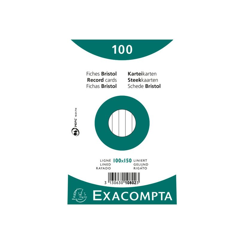 3130632108021-Exacompta - 20 Packs de 100 Fiches Bristol - 10 x 15 cm - lignées - non perforées - blan-P_400005616_2-1