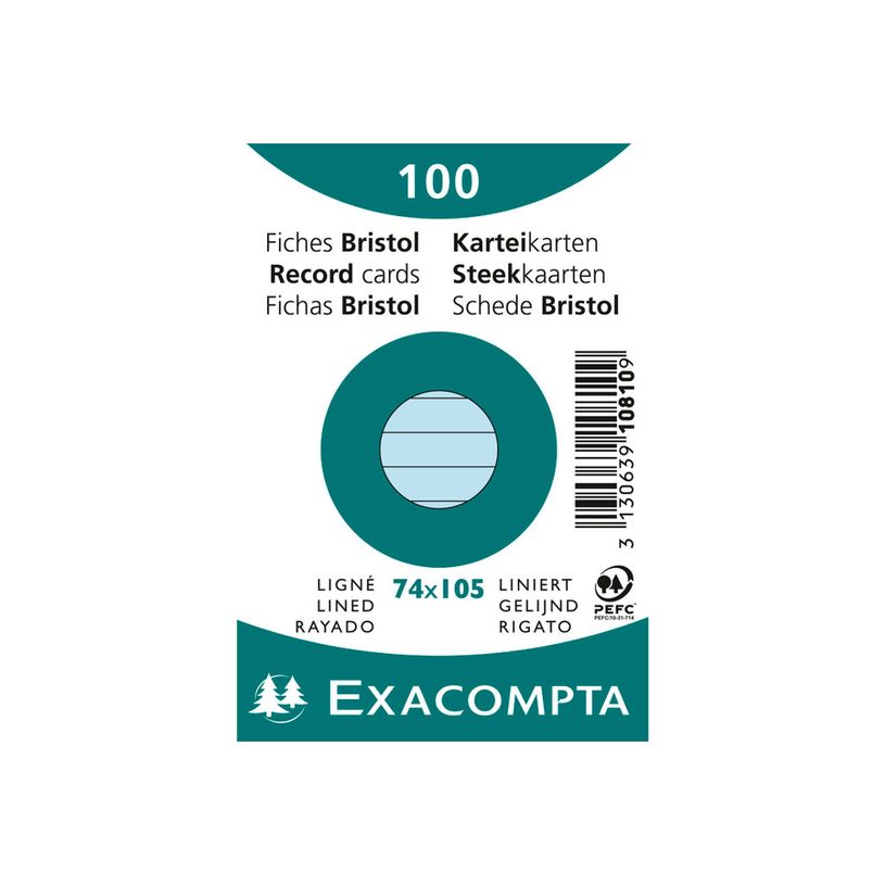 3130638108100-Exacompta - 40 Packs de 100 Fiches Bristol - A7 - lignées - non perforées - bleu-P_400005618_2-1