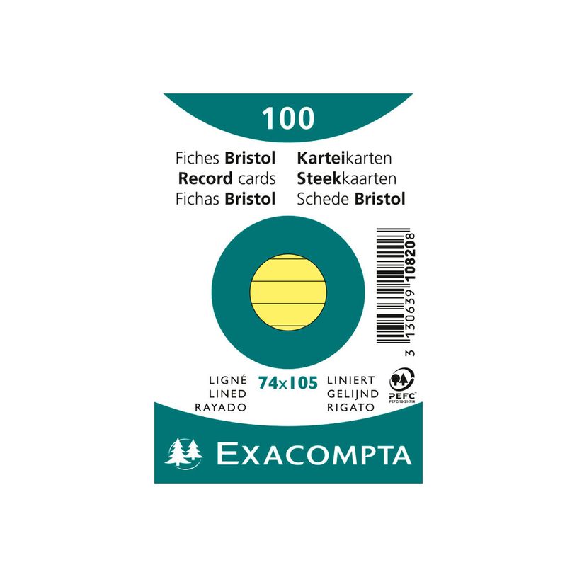 3130638108209-Exacompta - 40 Packs de 100 Fiches Bristol - A7 - lignées - non perforées - jaune-P_400005619_2-1