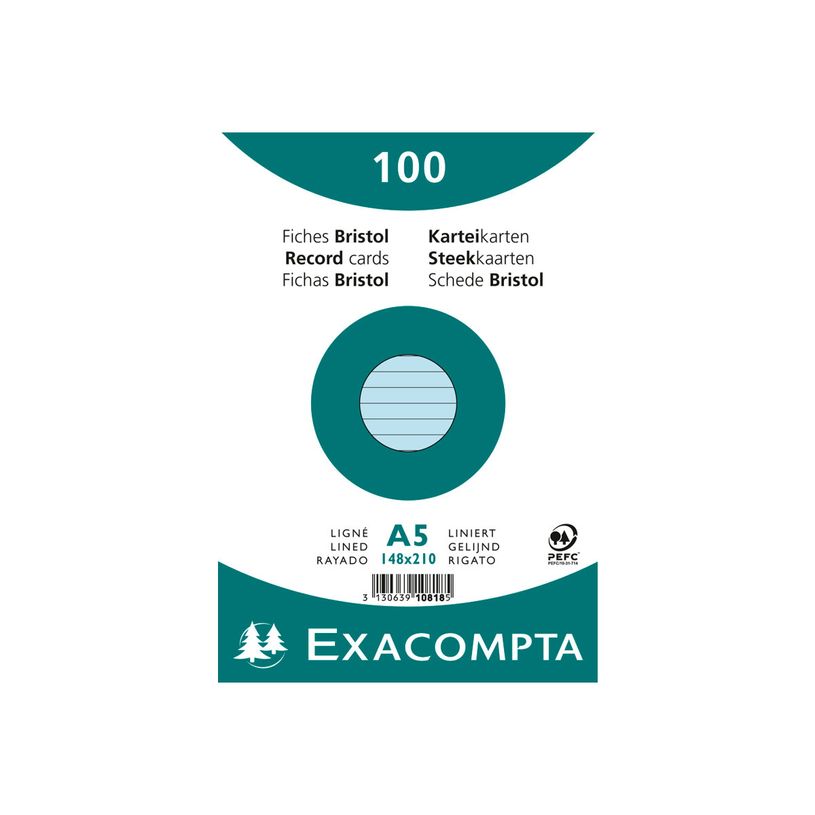 3130638108186-Exacompta - 10 Packs de 100 Fiches Bristol - A5 - lignées - non perforées - bleu-P_400005622_2-1