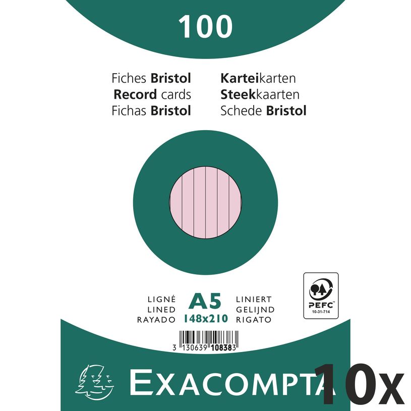 3130638108384-Exacompta - 10 Packs de 100 Fiches Bristol - A5 - lignées - non perforées - rose-P_400005624_1-0