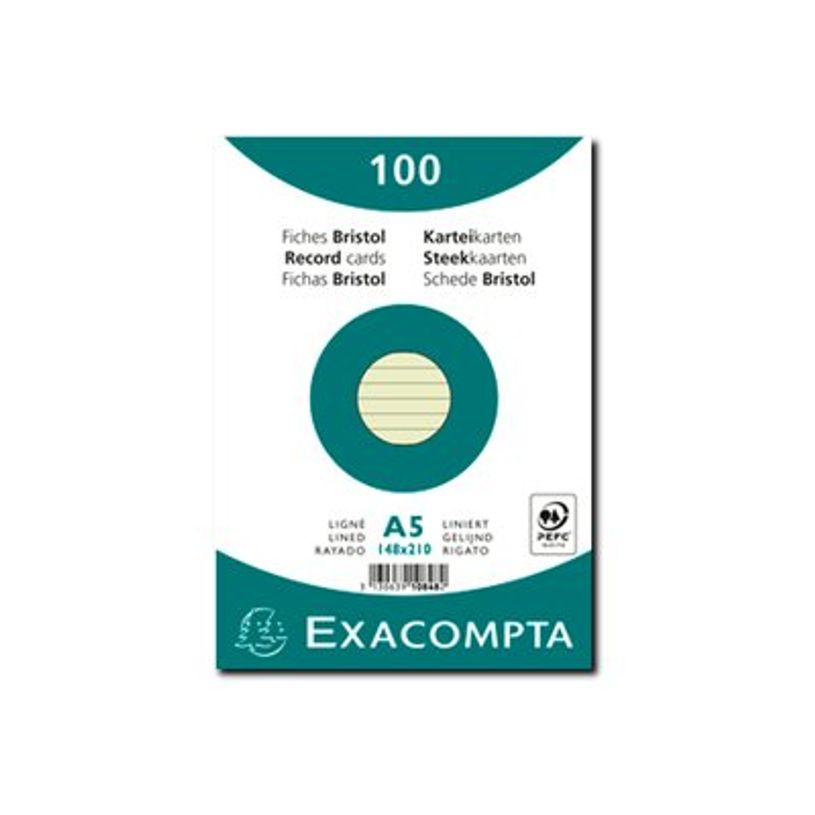 3130638138480-Exacompta - 10 Packs de 100 Fiches Bristol - A5 - lignées - non perforées - vert-P_400005625_2-1