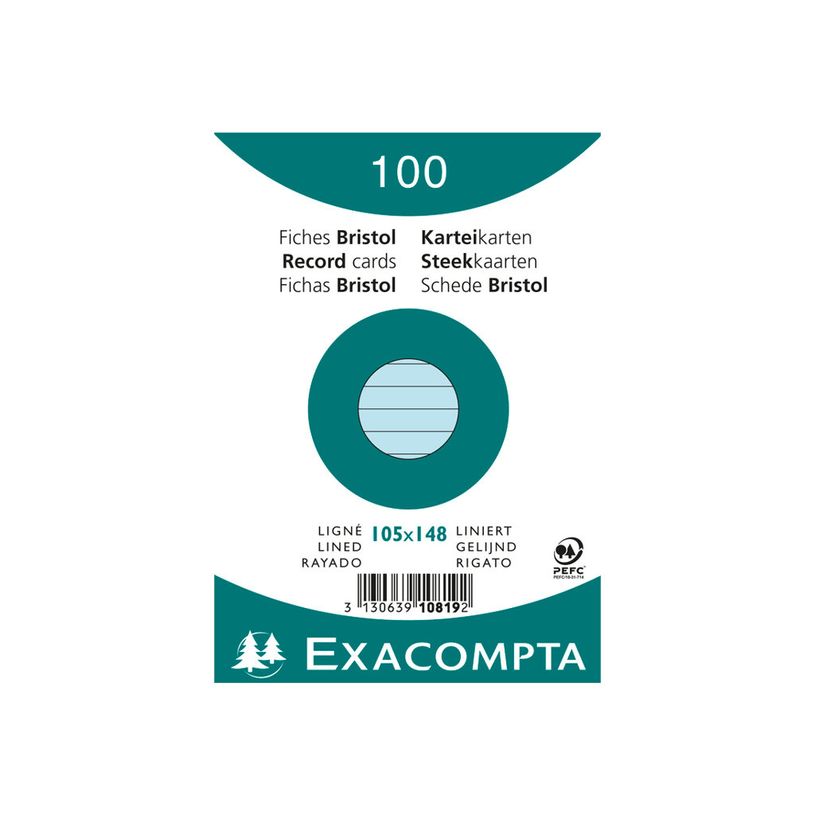 3130638108193-Exacompta - 20 Packs de 100 Fiches Bristol - 10,5 x 14,8 cm - lignées - non perforées - -P_400005626_2-1