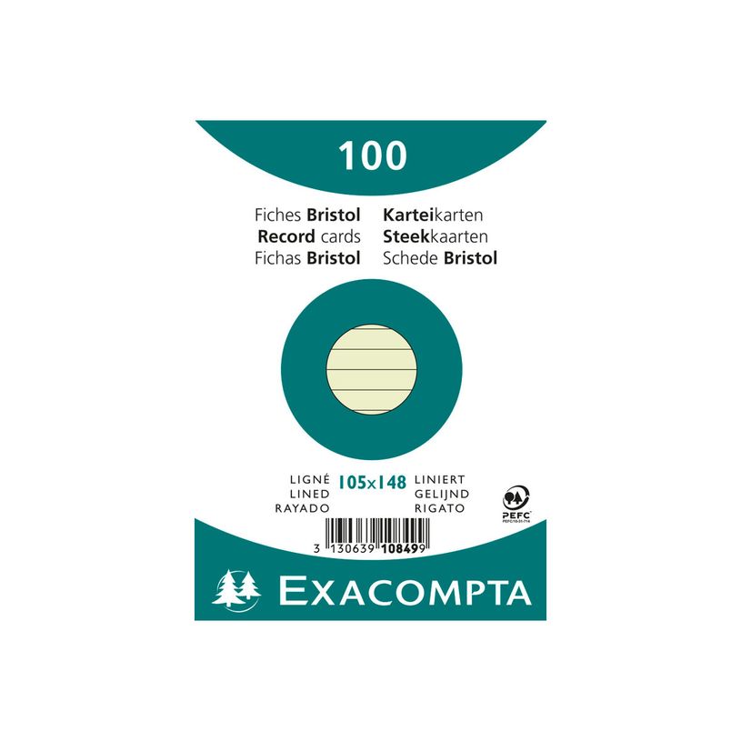 3130638108490-Exacompta - 20 Packs de 100 Fiches Bristol - 10,5 x 14,8 cm - lignées - non perforées - -P_400005629_2-1