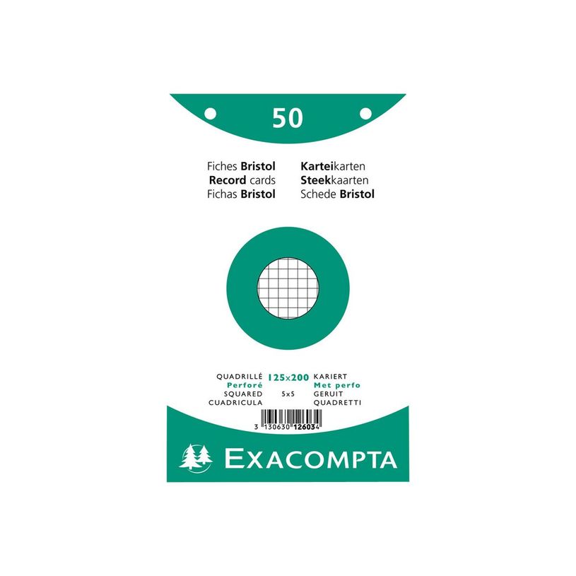 3130631126033-Exacompta - 24 Packs de 50 Fiches Bristol - 12,5 x 20 cm - petits carreaux - perforées - -P_400005630_1-2