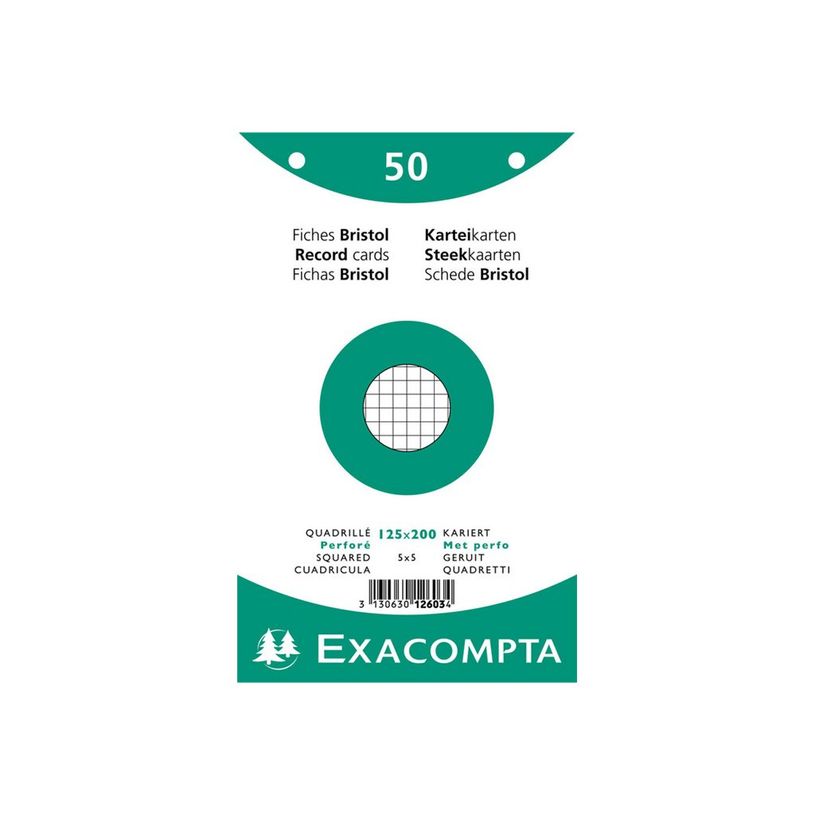 3130631126033-Exacompta - 24 Packs de 50 Fiches Bristol - 12,5 x 20 cm - petits carreaux - perforées - -P_400005630_3-1