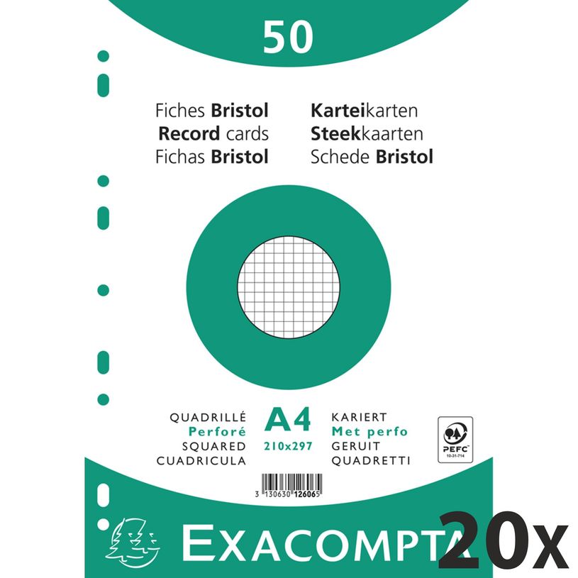 3130631126064-Exacompta - 20 Packs de 50 Fiches Bristol - A4 - petits carreaux - perforées - blanc-P_400005631_2-0