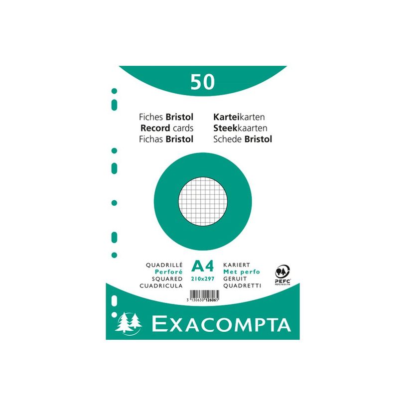 3130631126064-Exacompta - 20 Packs de 50 Fiches Bristol - A4 - petits carreaux - perforées - blanc-P_400005631_3-1