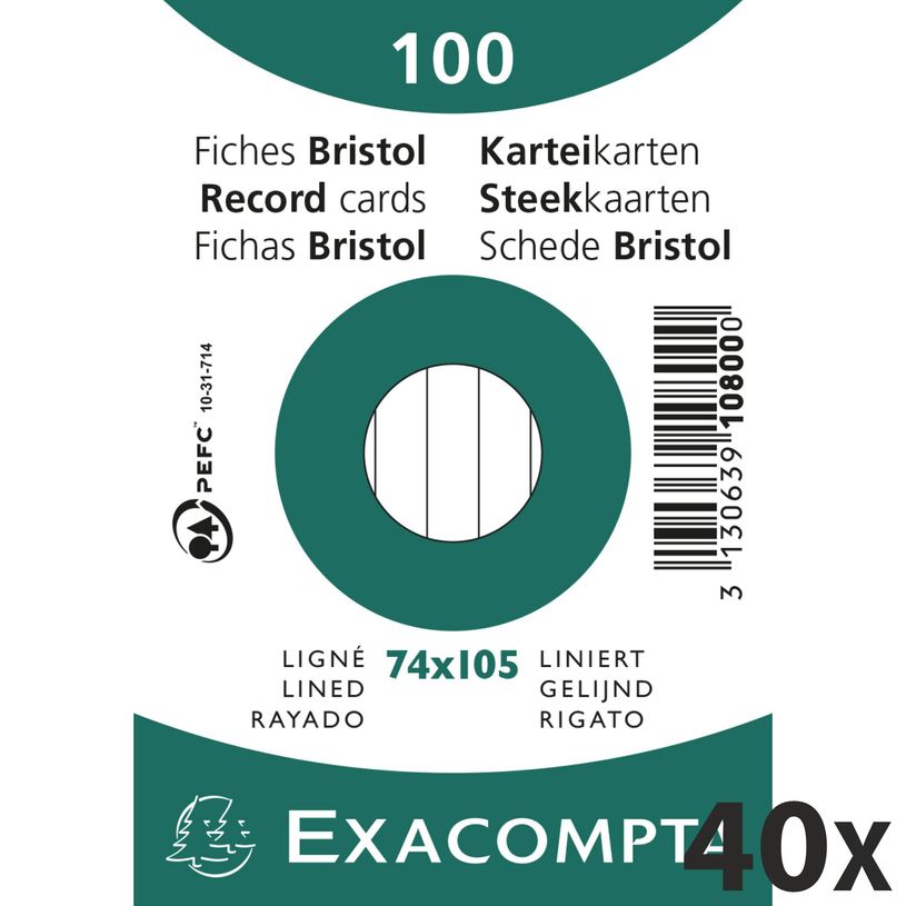 3130638108001-Exacompta - 40 Packs de 100 Fiches Bristol - A7 - lignées - non perforées - blanc-P_400005639_1-0
