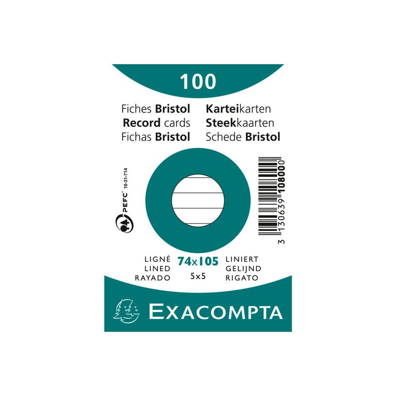 3130638108001-Exacompta - 40 Packs de 100 Fiches Bristol - A7 - lignées - non perforées - blanc-P_400005639_2-1