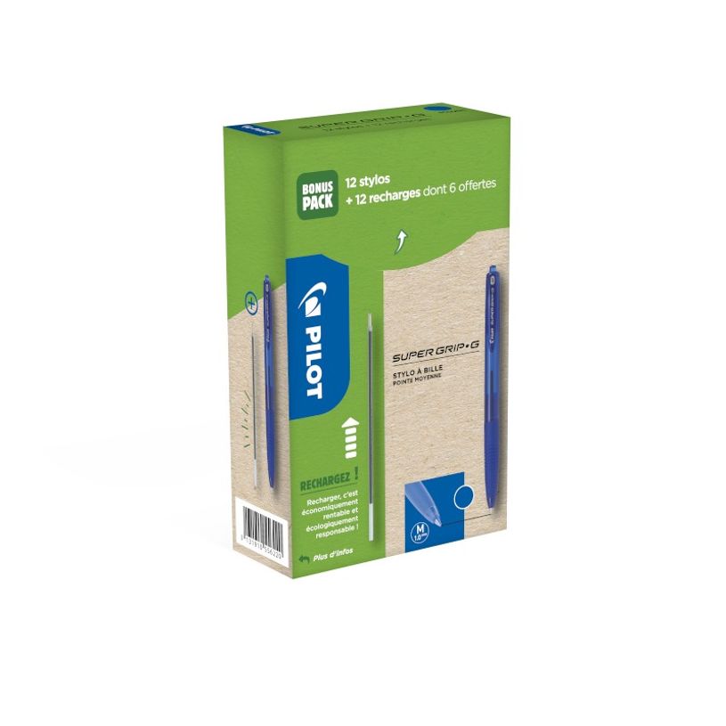3131910556220-Pilot Supergrip G RT - Pack de 12 Stylos à bille rétractables + 12 Recharges - 0,7 mm - -P_400005725_1-0
