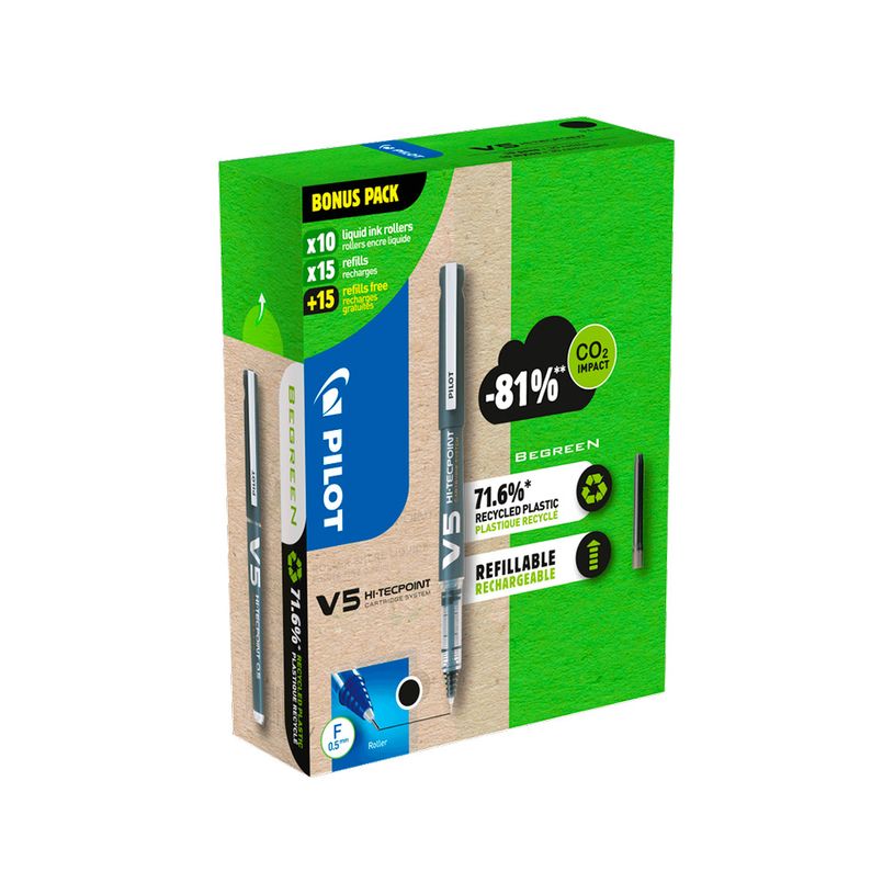 3131910556237-Pilot Hi-Tecpoint V5 - 10 Rollers noir + 10 packs de recharges-P_400005733_1-0