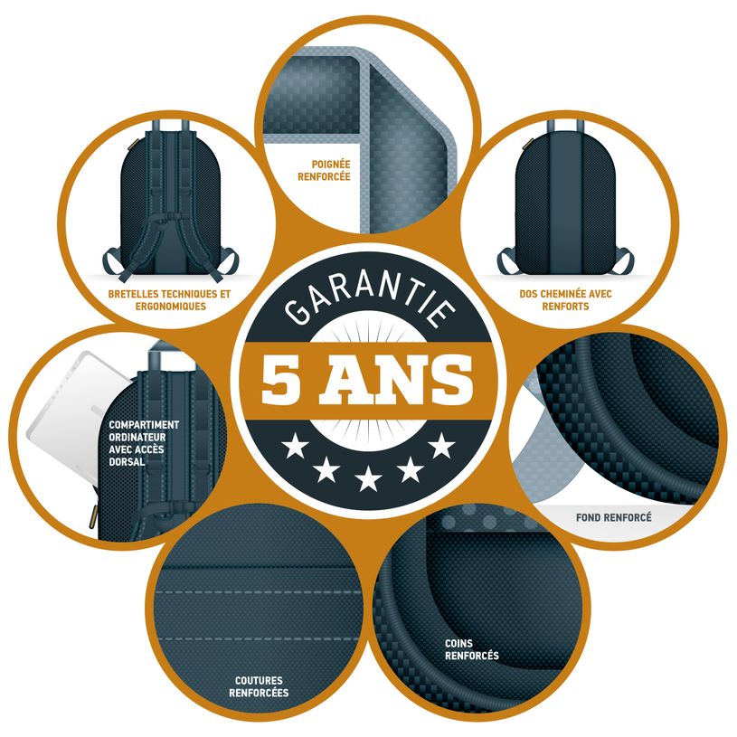 3045050459986-L'Étudiant City - Sac à dos 1 compartiment (batterie intégrée) - noir - Hamelin-P_400005770_6-5