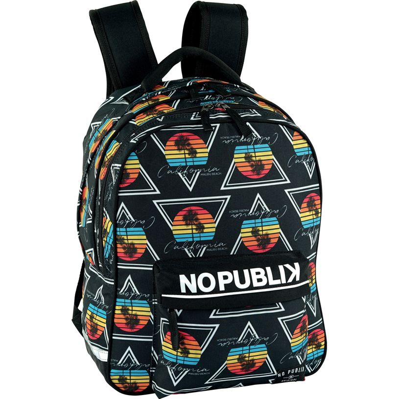 3045050443855-No Publik California - Sac à dos 2 compartiments - noir et orange - Hamelin-P_400005776_1-0