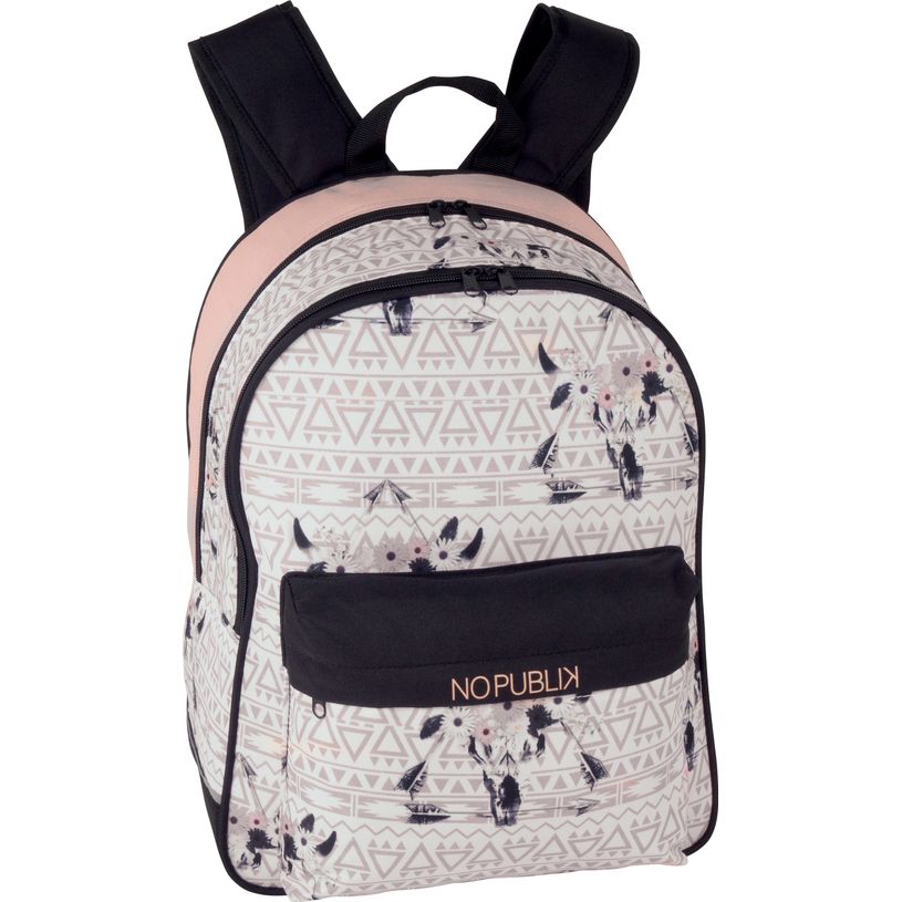 3045050443824-No Publik Buffalo Flowers - Sac à dos 2 compartiments - écru et rose - Hamelin-P_400005779_1-0