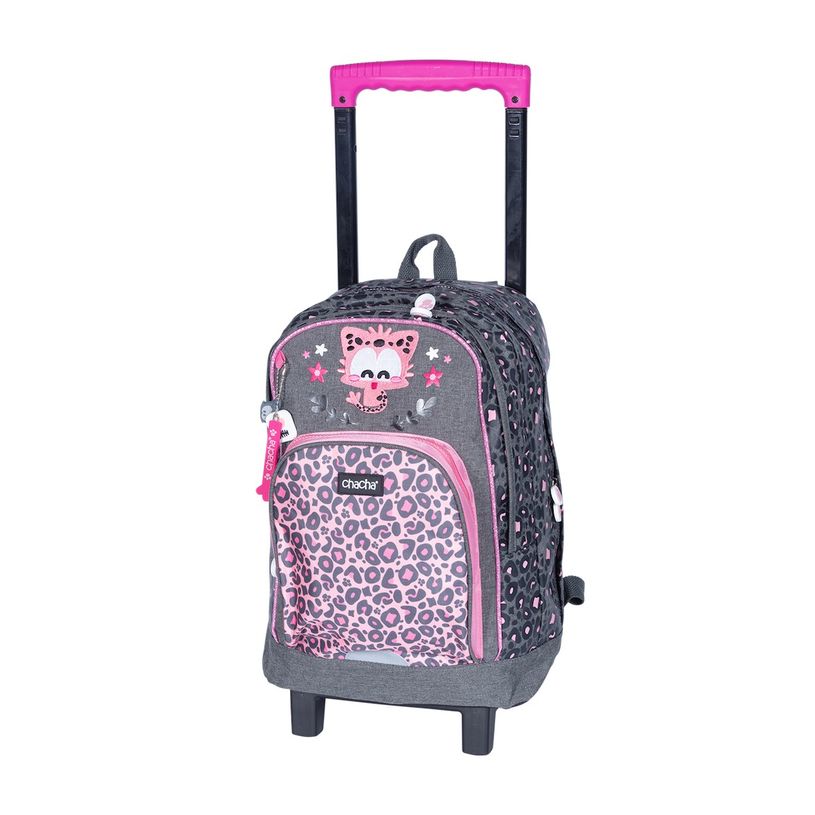 3661507622293-Sac à dos à roulettes CHACHA Leo - 2 compartiments - rose - Kid'Abord-P_400005918_1-0