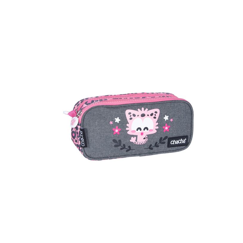 3661507627298-Trousse rectangulaire CHACHA Leo - 2 compartiments - rose - Kid'Abord-P_400005920_1-0
