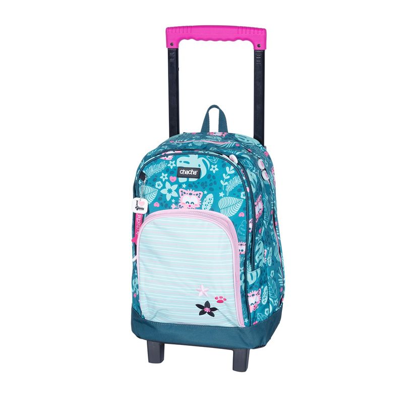 3661507622309-Sac à dos à roulettes CHACHA Wild - 2 compartiments - vert - Kid'Abord-P_400005923_1-0