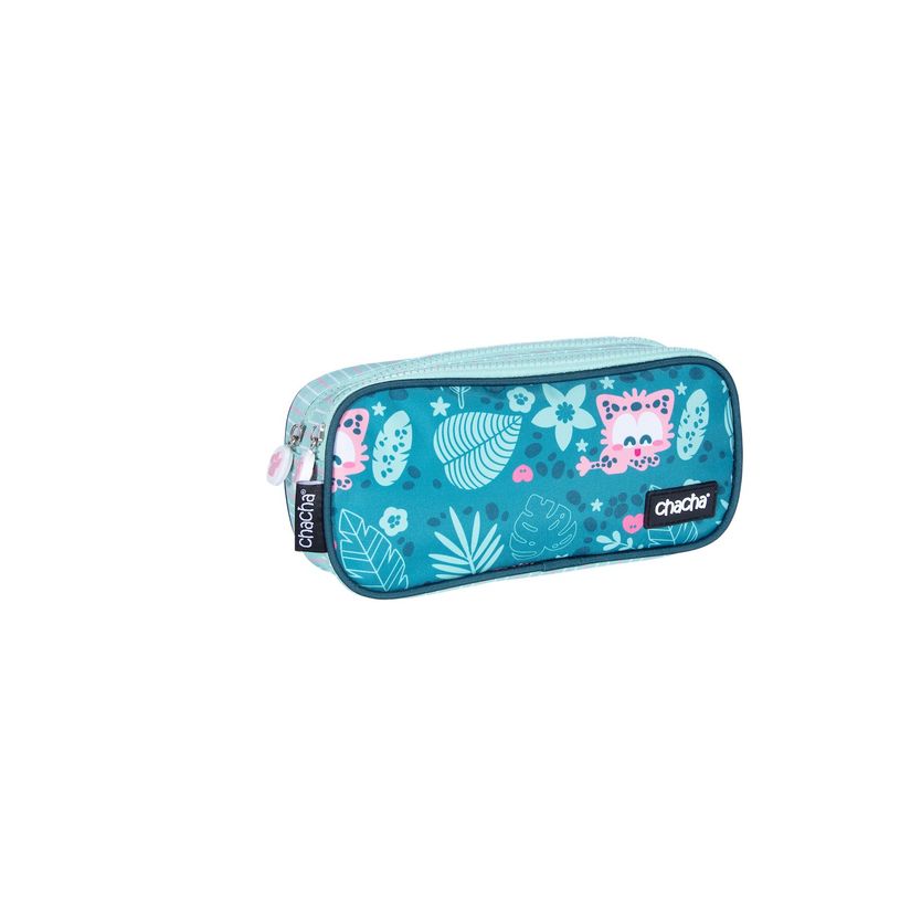 3661507627304-Trousse rectangulaire CHACHA Wild - 2 compartiments - vert - Kid'Abord-P_400005924_1-0