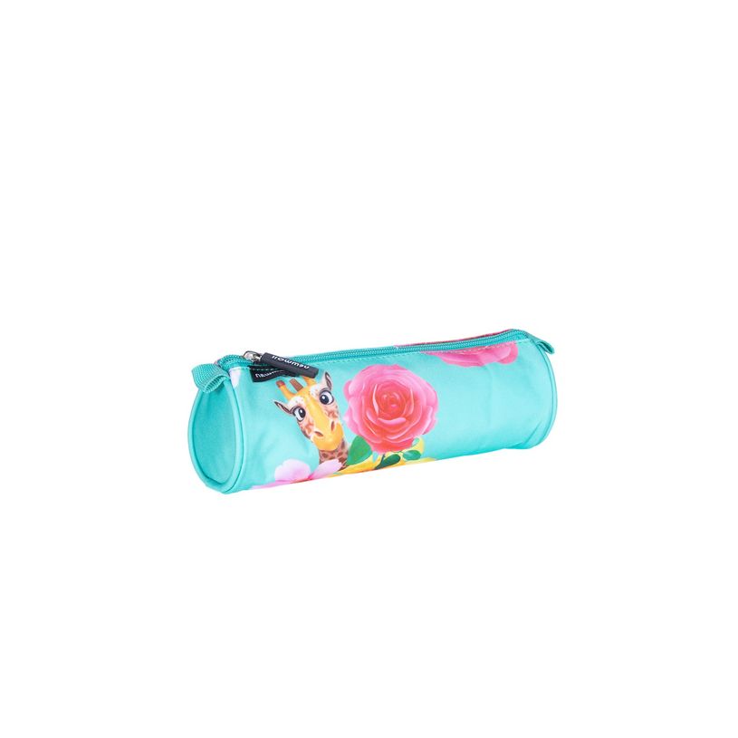 3661507728292-Trousse ronde NEW MOJI Floral Girafe - 1 compartiment - bleu turquoise - Kid'Abord-P_400005968_1-0