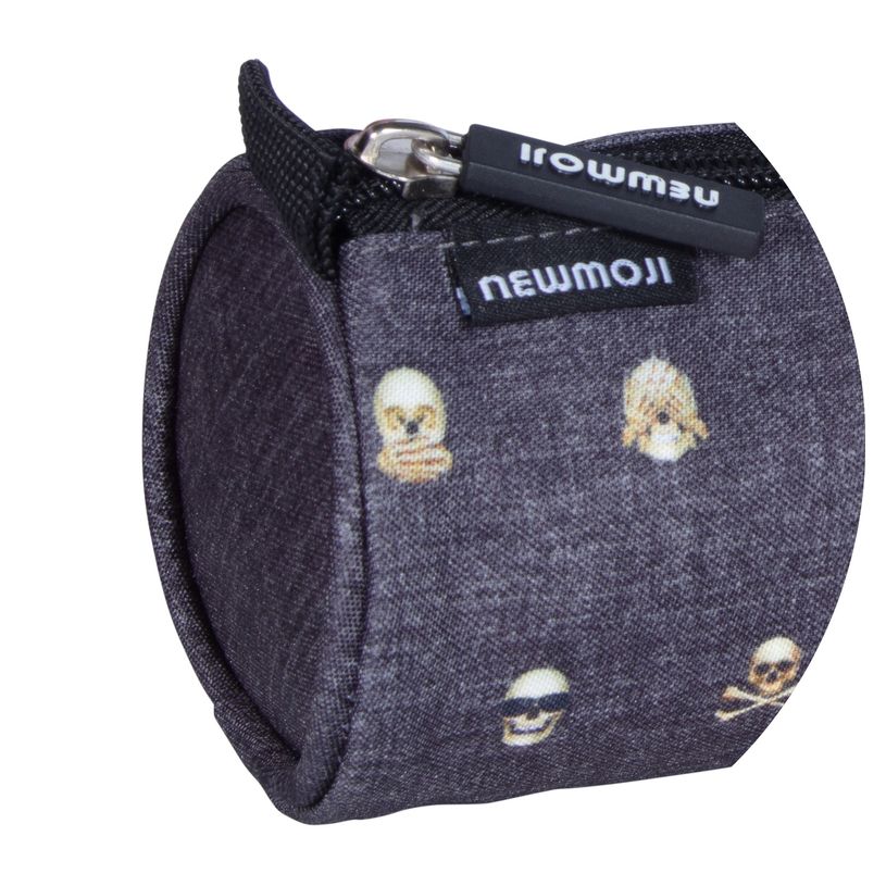 3661507728384-Trousse ronde NEW MOJI Skull - 1 compartiment - gris - Kid'Abord-P_400005972_2-1