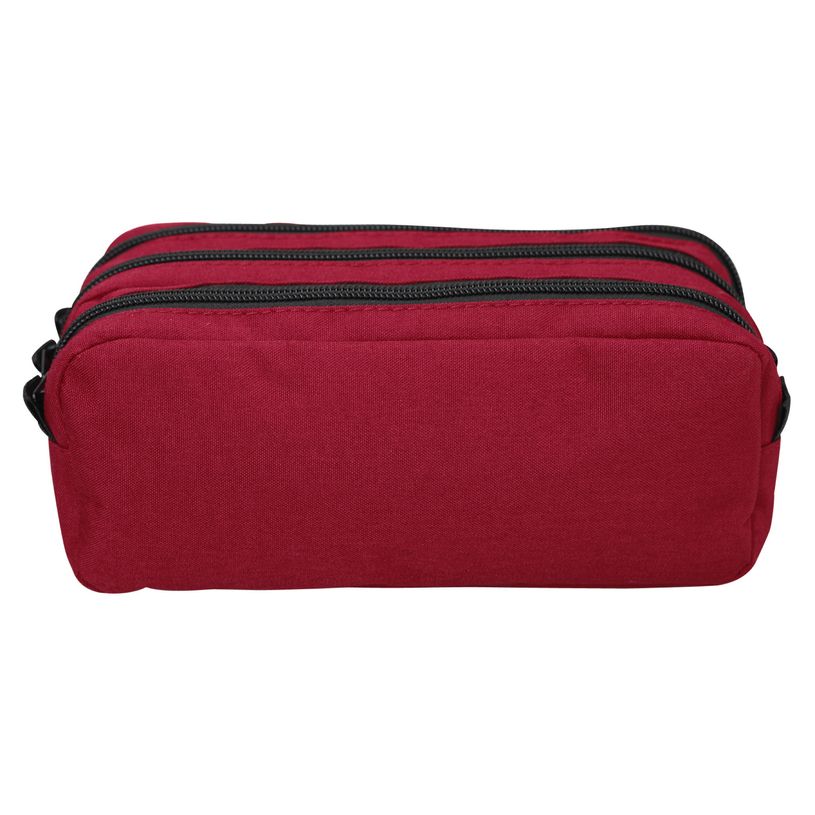 3173742244487-Trousse SCHOOL Maxi 3 compartiments coloris bordeaux deux tons--0