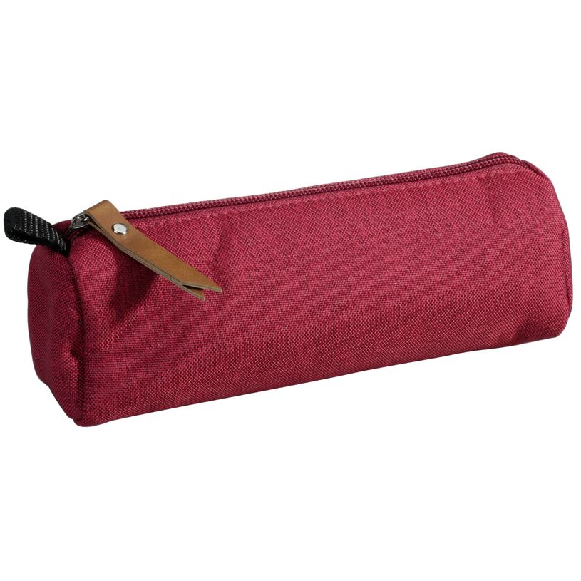 3173742244524-Fourre-tout rond SCHOOL Pet recyclé 1 compartiment - ouverture au milieu - coloris bordeaux deux tons --0