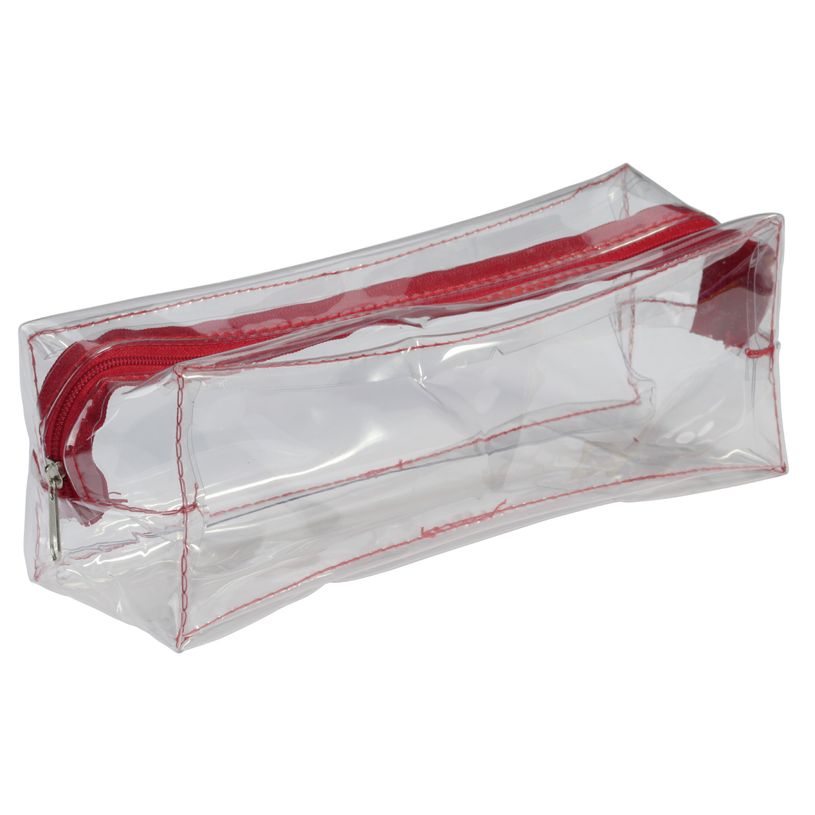 3173742244562-Fourre-tout transparent SCHOOL Spécial Exam rectangle coloris rouge--0