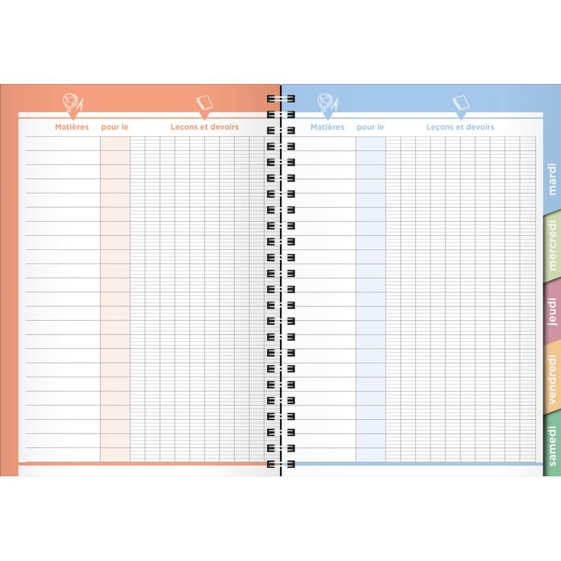 3371010457076-Quo Vadis - Cahier de textes - Spiralé - Français - Louise & Arthur - Journalier - 15x21 cm - Papier Clairefontaine blanc - Fabri--2