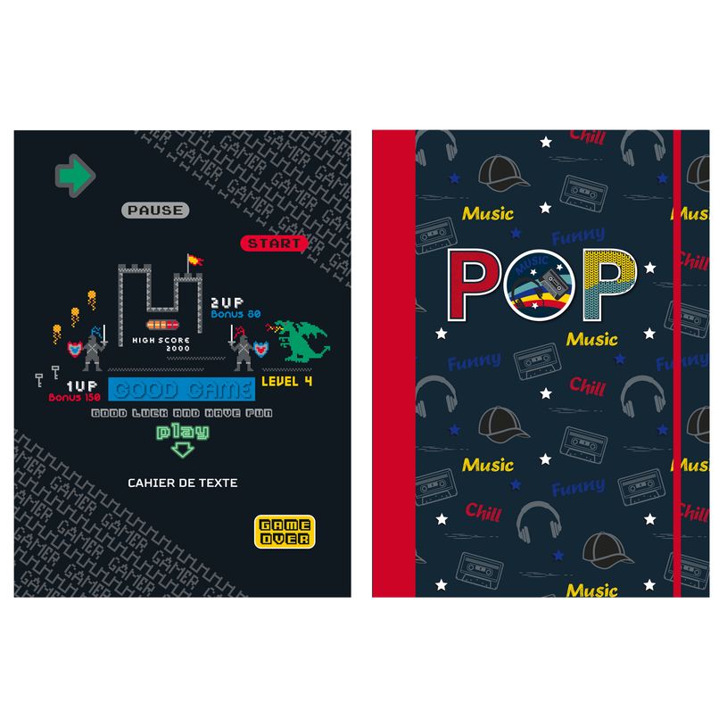 3661507016382-Cahier de texte KIP - 15 x 21 cm - 2 décors au choix : Pop ou Gaming - Kid'Abord-P_400006069_1-0