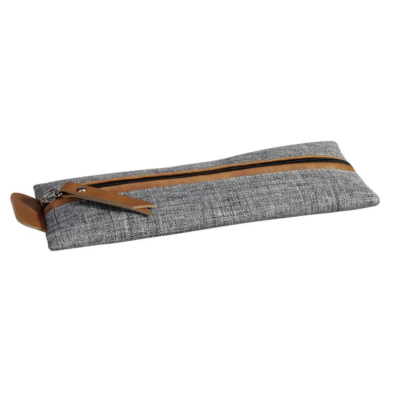 3173745244514-Trousse plate School 1 compartiment - gris - PET recyclé - ouverture centrée - Carpentra-P_400006171_1-0