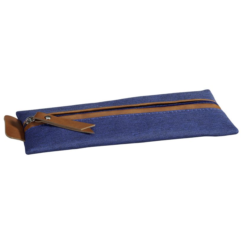 3173741244518-Trousse plate School 1 compartiment - bleu - PET recyclé - ouverture centrée - Carpentra-P_400006172_1-0