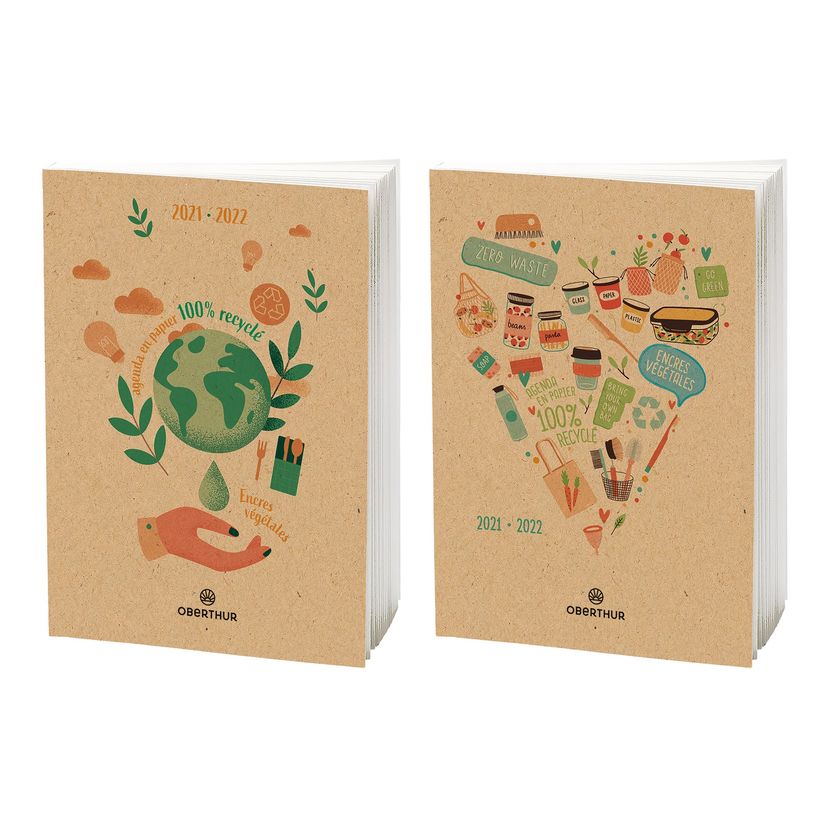 3664447101897-Agenda recyclé avec rabat - 1 jour par page - 12 x 17 cm - 2 décors au choix - Oberthur-P_400006234_1-0