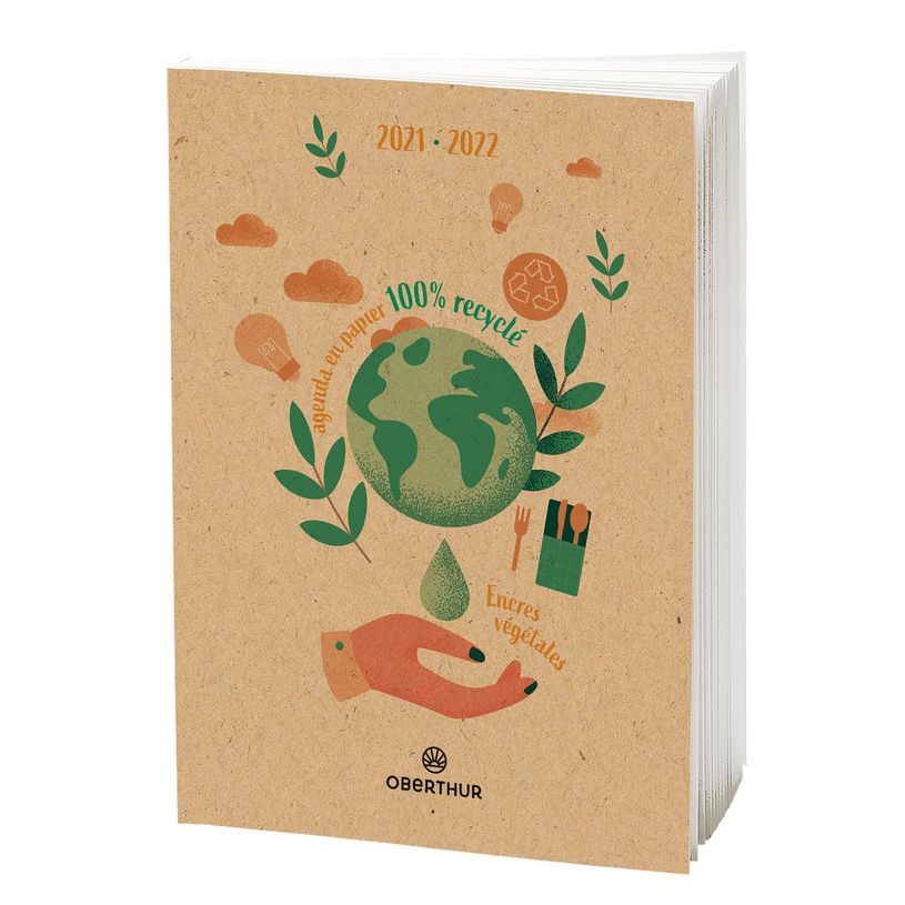 3664447101897-Agenda recyclé avec rabat - 1 jour par page - 12 x 17 cm - 2 décors au choix - Oberthur-P_400006234_2-1