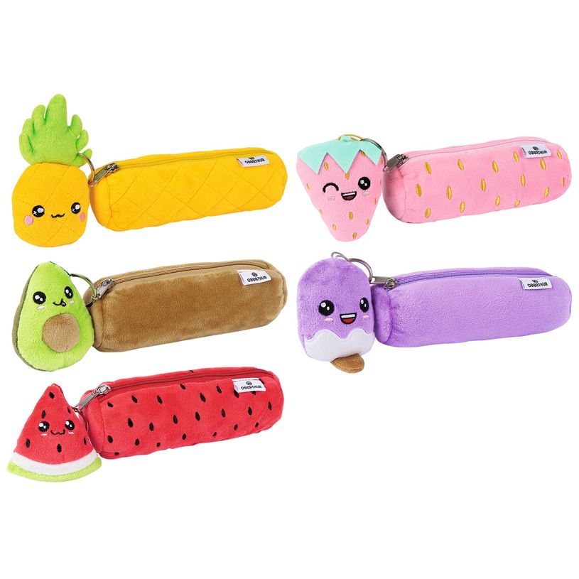 3108726489097-Trousse Peluche avec porte-clé - 1 compartiment - 5 modèles disponibles - Oberthur-P_400006248_1-0