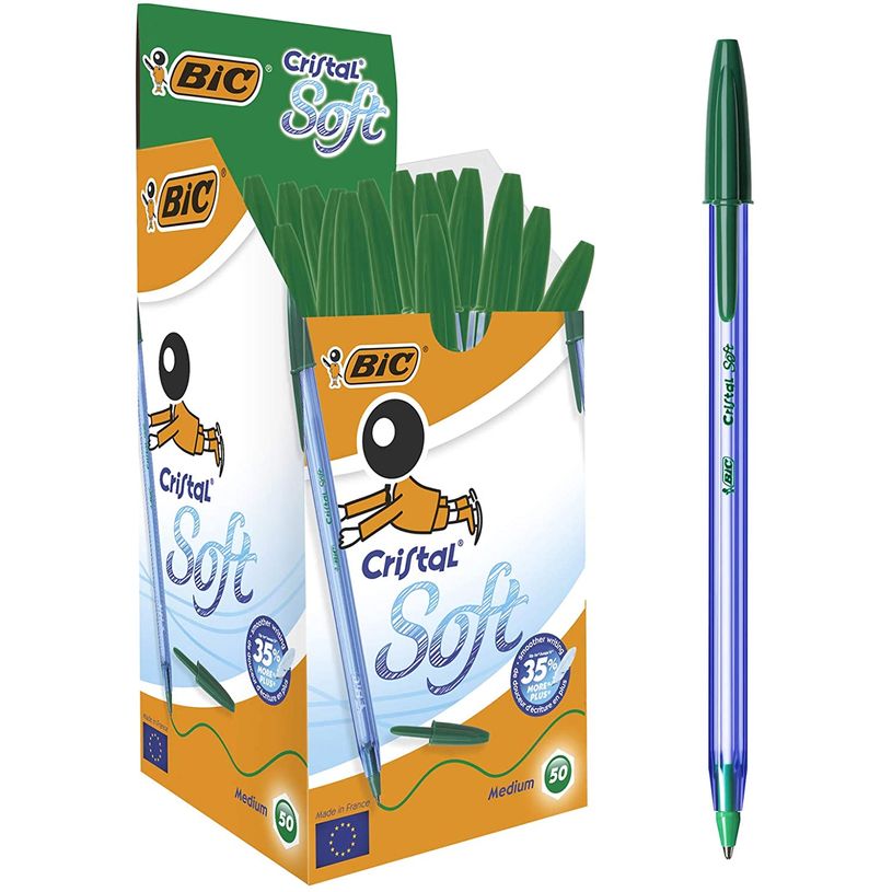 3086123354913-BIC Cristal SOFT - 50 Stylos à bille - vert - 1.2 mm-P_400006355_1-0