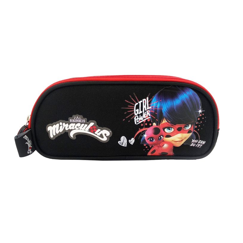 3700516280107-Trousse rectangulaire Miraculous - 2 compartiments - noir et rouge - Bagtrotter-P_400006401_1-0