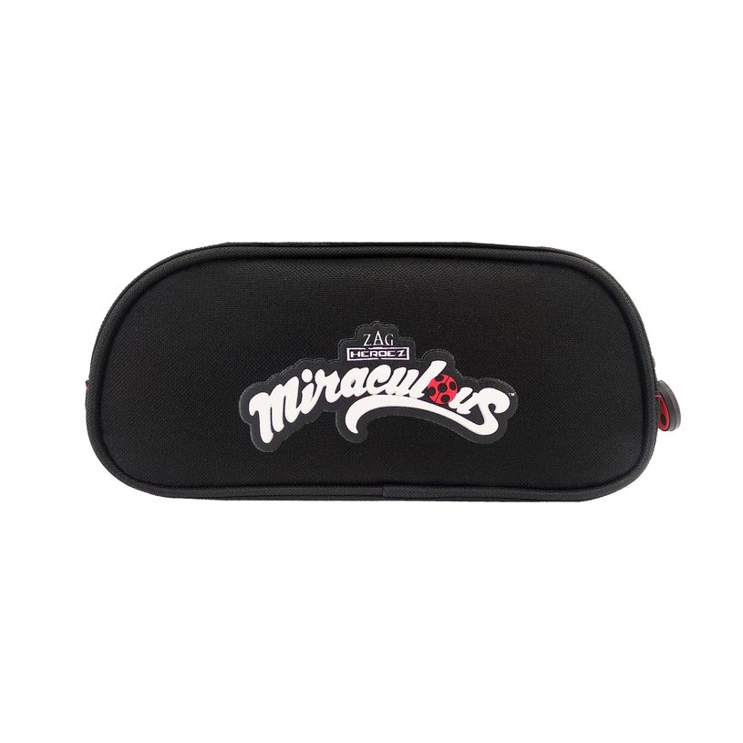 3700516280107-Trousse rectangulaire Miraculous - 2 compartiments - noir et rouge - Bagtrotter-P_400006401_2-1