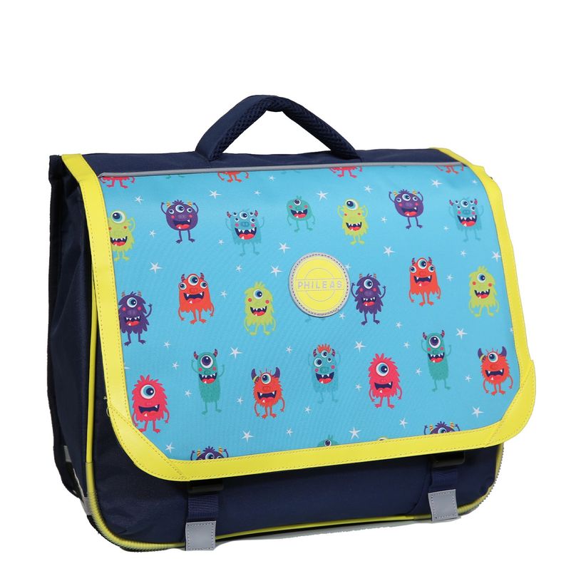 4891320451797-Cartable Phileas Monstres 38 cm - 2 compartiments - bleu - Bagtrotter-P_400006436_2-1