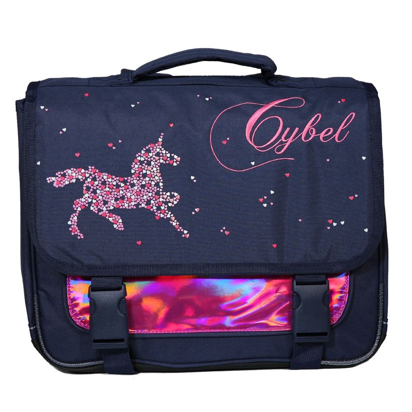 4891320453401-Cartable Cybel 38 cm - 2 compartiments - bleu marine et rose - Bagtrotter-P_400006441_1-0