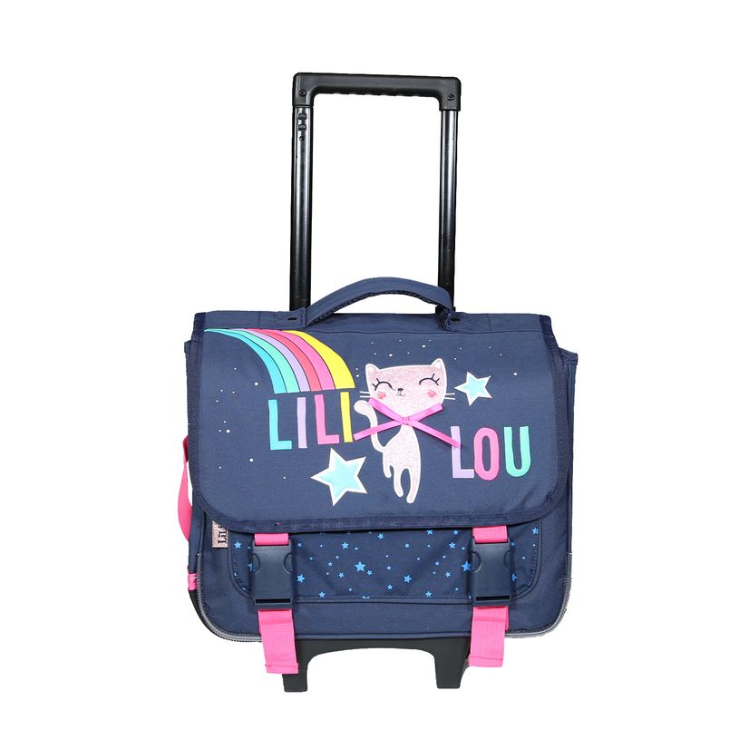 4891320453623-Cartable à roulettes Lililou - 2 compartiments - bleu marine - Bagtrotter-P_400006466_1-0