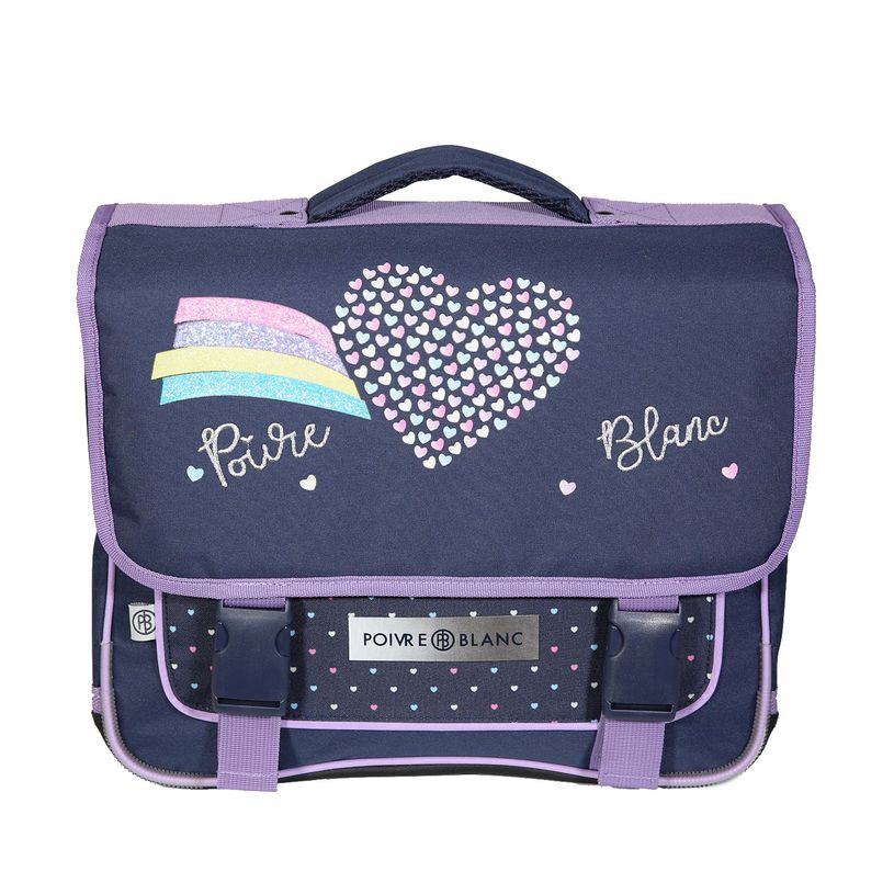 4891320457935-Cartable Poivre Blanc 38 cm - 2 compartiments - bleu marine - Bagtrotter-P_400006478_1-0
