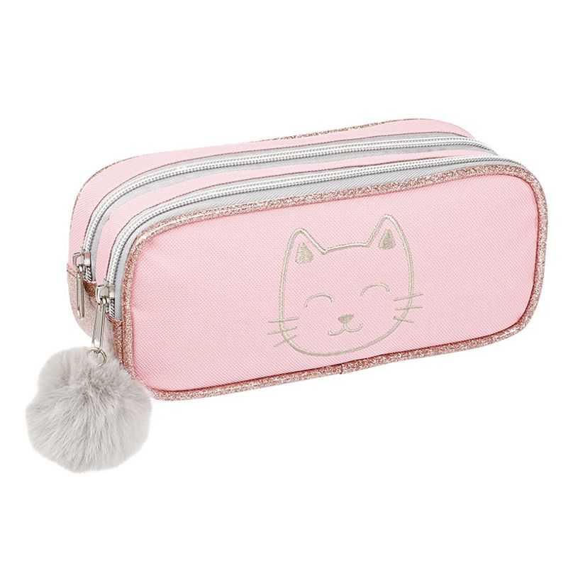 3135258772823-Trousse rectangulaire Sweet Cat - 2 compartiments - rose - Viquel-P_400006509_1-0