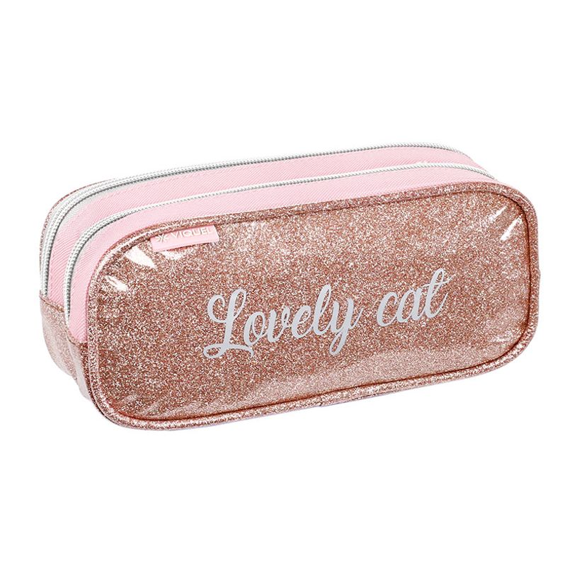 3135258772823-Trousse rectangulaire Sweet Cat - 2 compartiments - rose - Viquel-P_400006509_2-1